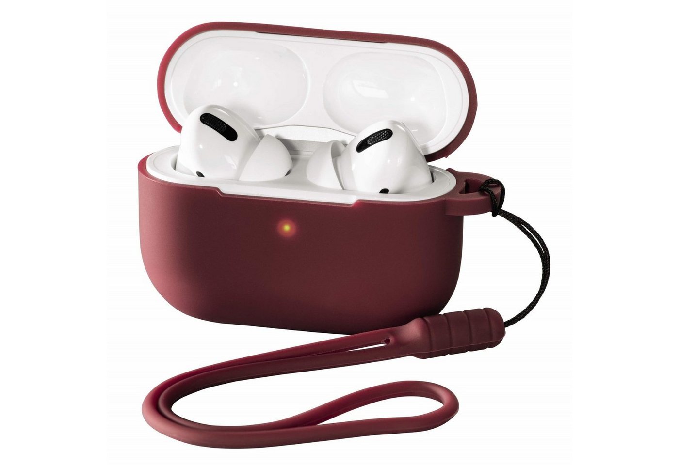 Hama Etui Silikon Skin Case Schutz-Hülle Rot Headset (Trageband zur Sicherung Cover für Ladecase Apple AirPods Pro Kopfhörer) von Hama