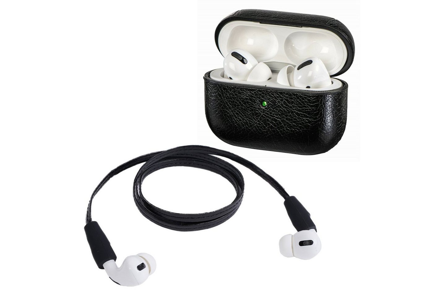 Hama Etui mit Sport-Band Case Cover Schutz-Hülle Headset (Inkl. Nacken-Band, Leder-Optik, für Ladecase Apple AirPods Pro) von Hama