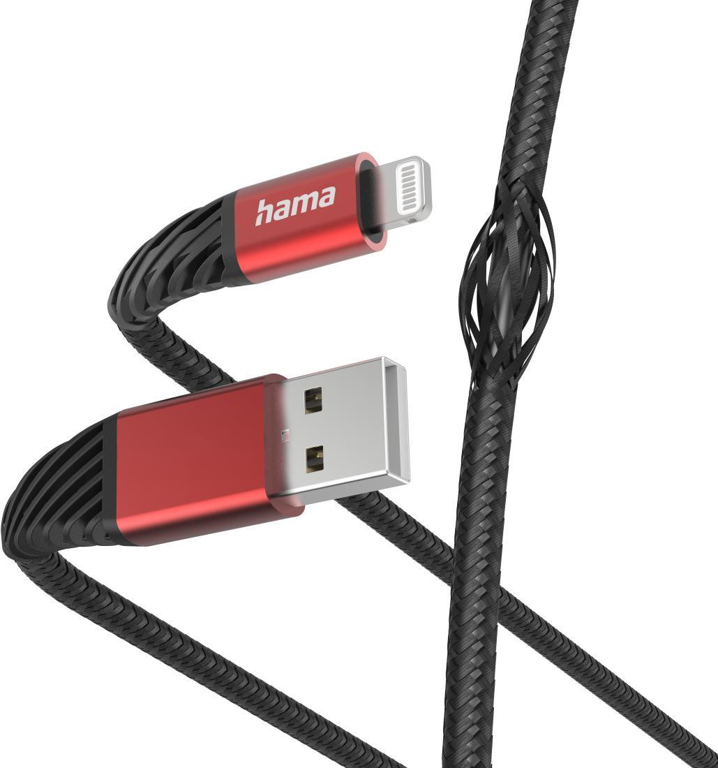 Hama Extreme - 1,5 m - Lightning - USB A - Männlich - Männlich - Schwarz - Rot (00201538) von Hama