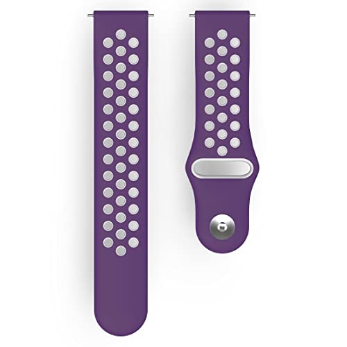 Hama Fitbit Uhrenarmband 22 mm (verstellbares Ersatzarmband f. Smartwatch Fitbit Versa 2, Versa, Versa Lite, Sportarmband atmungsaktiv zum Tauschen, Silikon Wechselarmband, Edelstahl Knopf) lila/grau von Hama