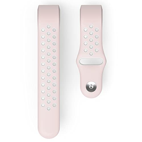 Hama Fitbit Uhrenarmband 22 mm (verstellbares Ersatzarmband für Smartwatch Fitbit Charge 3 u. Charge 4, Sportarmband atmungsaktiv zum Tauschen, Silikon Wechselarmband, Edelstahl Druckknopf) rosé/grau von Hama