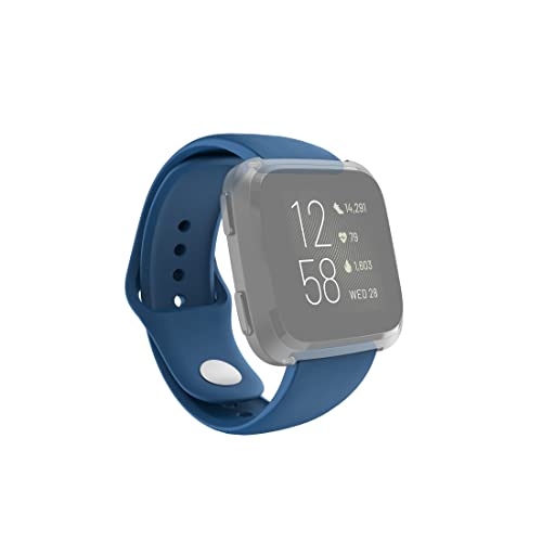 Hama Fitbit Uhrenarmband 22 mm (verstellbares Ersatzarmband für Smartwatch Fitbit Versa 2, Versa, Versa Lite, Fitbit Armband zum Tauschen, Silikon Wechselarmband, Edelstahl Knopf) blau von Hama