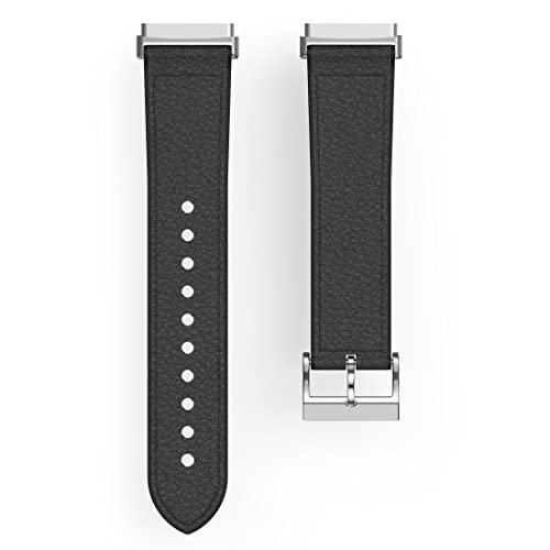 Hama Fitbit Uhrenarmband 22mm (verstellbares Ersatzarmband für Smartwatch Fitbit Versa 3 und Sense, Fitbit Armband zum Tauschen, Wechselarmband Leder u. Silikon, Edelstahl Schnalle, Herren) schwarz von Hama