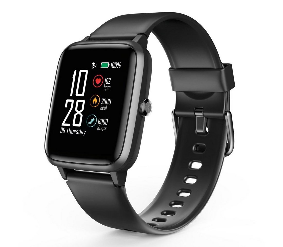 Hama Fitnesstracker wasserdicht GPS Herzfrequenz Kalorien Schritte Timer Smartwatch (3,3 cm/1,3 Zoll), Messung von Schlaf,Tempo,Trainingszeit, Wecker, Musiksteuerung, Wetter von Hama