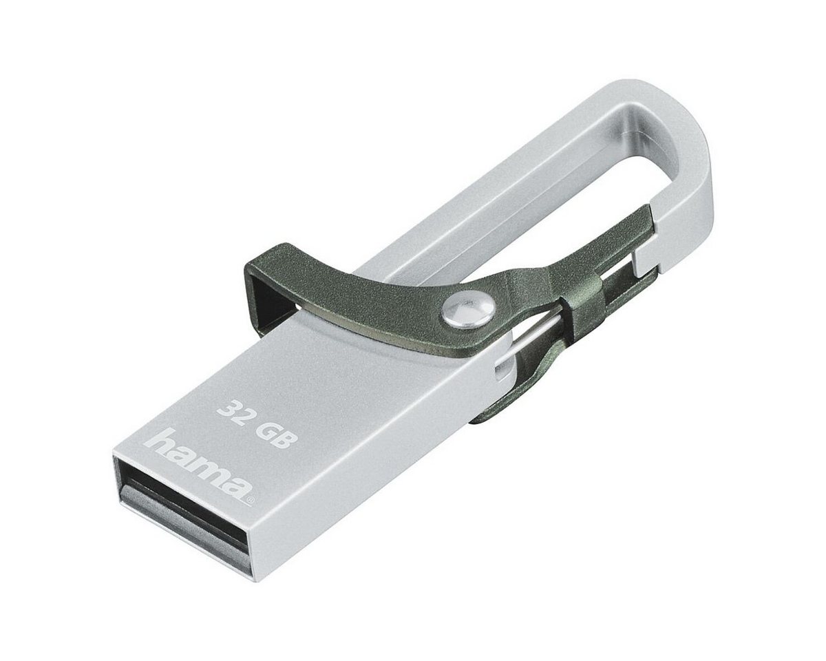 Hama FlashPen Hook-Style USB-Stick (Lesegeschwindigkeit 15 MB/s, mit Haken zur Befestigung an Schlüssenbund, Geldbeutel etc) von Hama