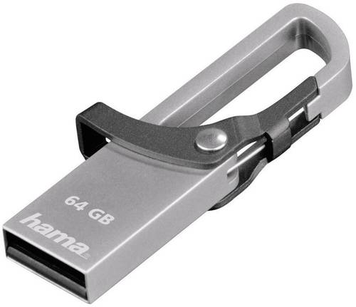 Hama FlashPen Hook-Style USB-Stick 64GB Grau 123922 USB 2.0 von Hama