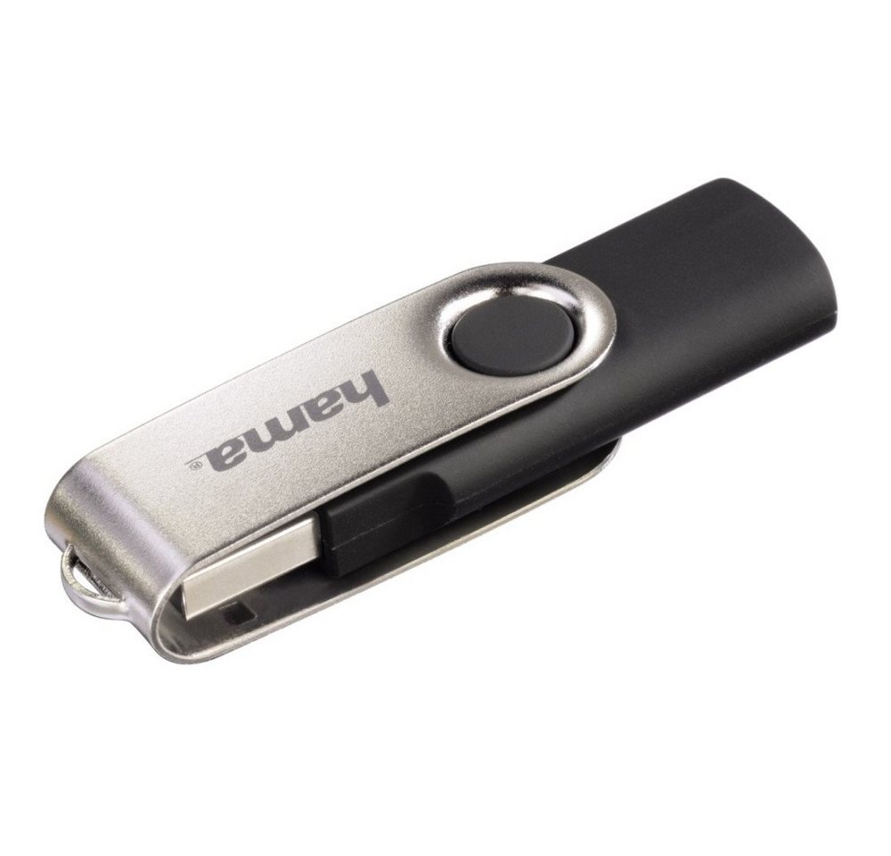Hama USB-Stick "Rotate", USB 2.0, 64GB, 15MB/s, Schwarz/Silber (00104302) USB-Stick von Hama