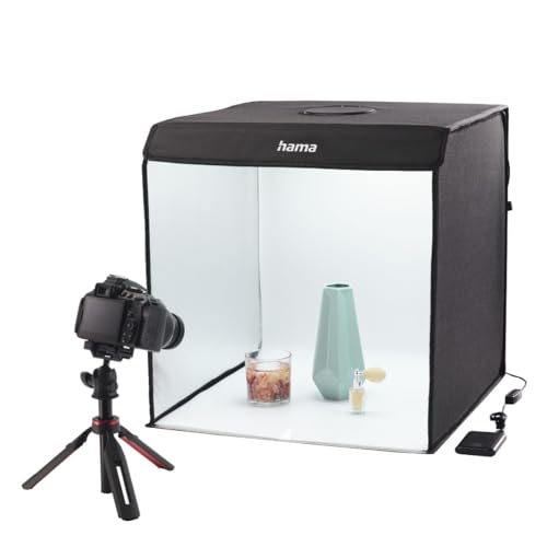 Hama Fotobox, 50x50 cm (Fotostudio, Mini Fotostudio, Lichtbox, Light Box, Light Box mini, White Box, Greenscreen, Lichtzelt, Fotowürfel, für Produktfotografie, Influencer Zubehör, mobil, faltbar) weiß von Hama