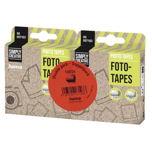 Hama Fototapes 1.000 Stück (2 x 500 Fotokleber, doppelseitig selbstklebende Klebepads, Klebepunkte geeignet für Fotoalbum und Scrapbook, eckig, in Spenderbox) weiß von Hama