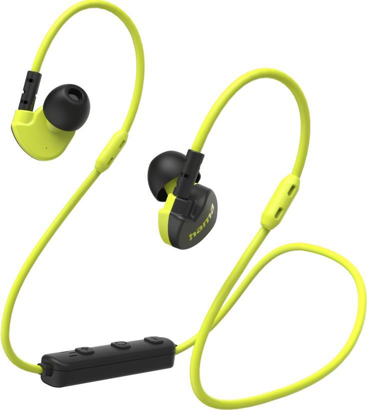 Hama Freedom Athletics Kopfhörer Kabellos im Ohr Anrufe/Musik Bluetooth Schwarz - Gelb (00184119) von Hama