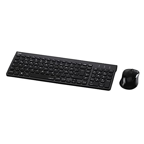 Hama Funk-Tastatur mit Maus Set kabellos (leise Computer-Tastatur mit flachen Tasten, Ziffernblock, deutsches QWERTZ Layout, optische Funk-Maus, 1200 dpi, 8m Reichweite) schwarz von Hama