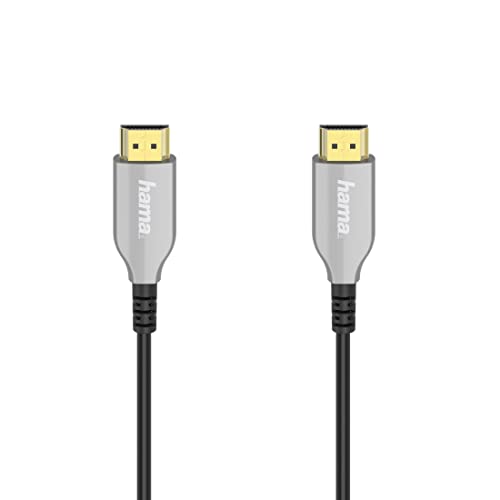 Hama HDMI Kabel High Speed 15m 4K (optisch, HDMI Cable mit Ethernet, 18 Gbps, ARC, HD Bildschirmkabel, HDR, Knickschutz, vergoldete Stecker, Monitorkabel, Hochgeschwindigkeitskabel, PS5) von Hama