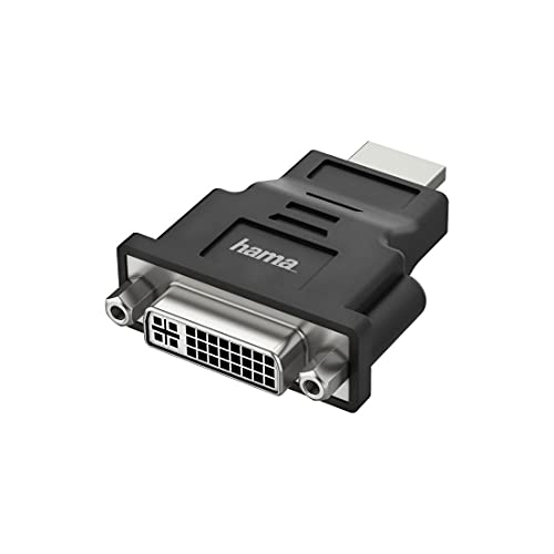 Hama HDMI auf DVI Adapter Ultra HD 4K 60 Hz (HDMI Stecker, DVI Buchse 24+5, Adapter zum Anschluss von PC, Laptop, Computer mit HDMI an Monitor, TV oder Beamer mit DVI oder umgekehrt, Konverter), 00200339, Schwarz von Hama