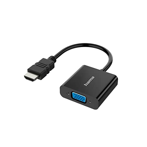 Hama HDMI auf VGA Adapter Full HD 1080p (HDMI Stecker, VGA Buchse und Klinken Buchse, Adapter zum Anschluss von PC, Laptop, Computer mit HDMI an Monitor, TV oder Beamer mit VGA-Anschluss, Konverter) von Hama