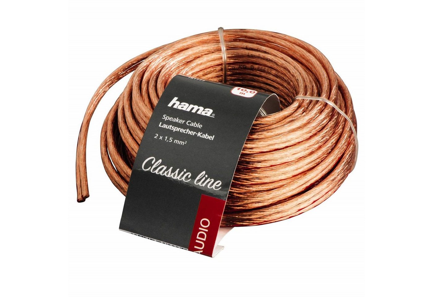 Hama HQ 10m Lautsprecher-Kabel 2x 1,5mm² dick Audio-Kabel, Roh, (1000 cm), 1,5mm² 2-adrig, Kupfer-Kabel für Boxen-Kabel Hifi LS von Hama