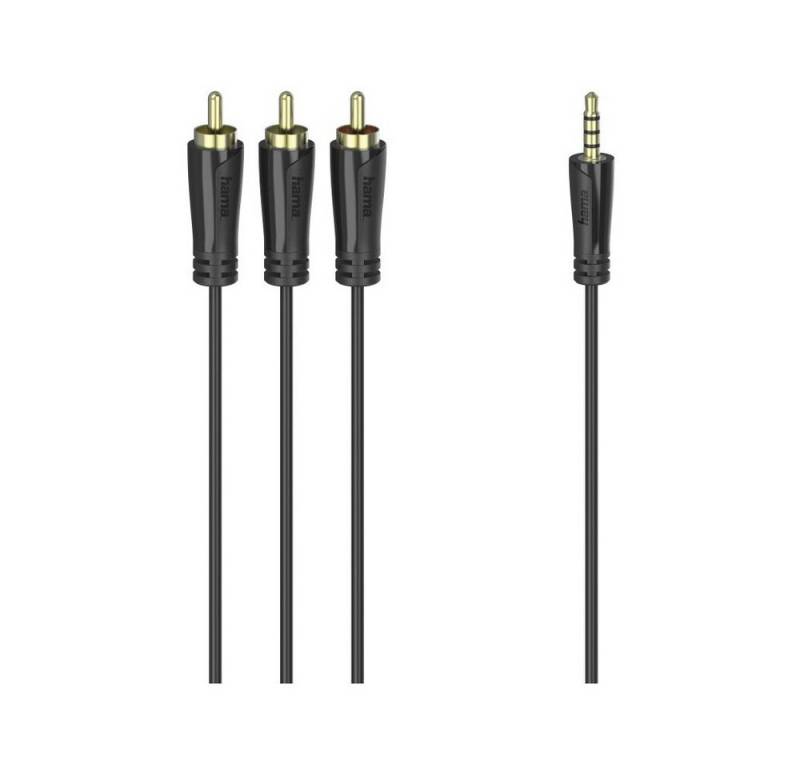 Hama Hama 3,5-mm-Stecker auf 3 Cinch-Kabel (1,5m) schwarz. Audio- & Video-Adapter 3,5-mm-Stecker zu Kabel von Hama
