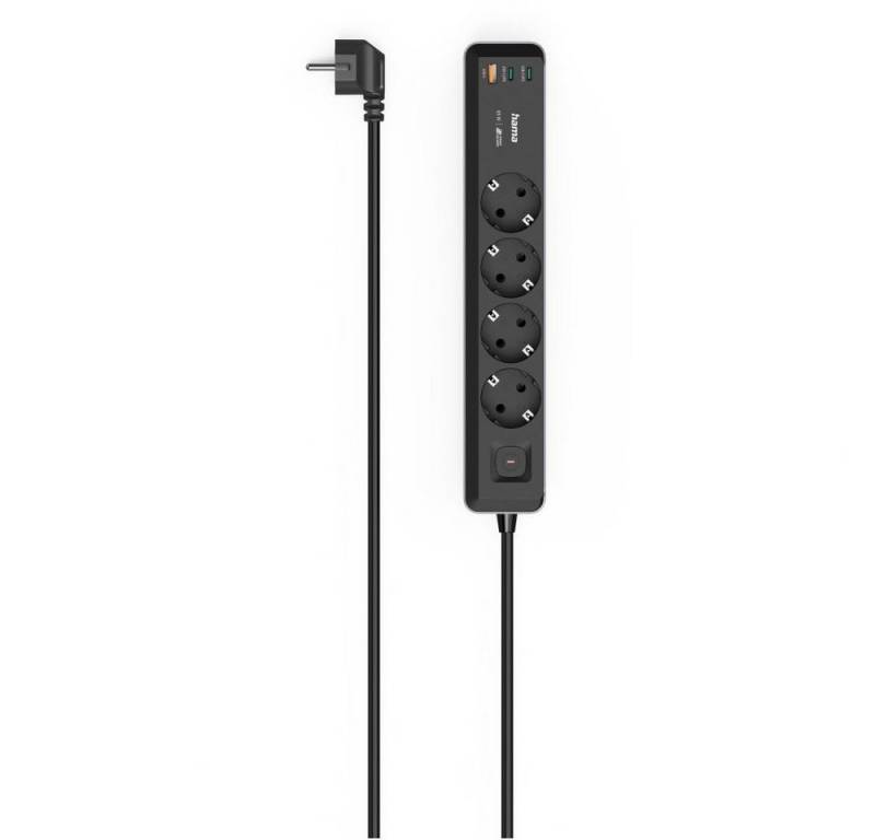 Hama Hama 4-fach Steckdosenleiste 1,4m grau/schwarz Audio- & Video-Adapter USB-C, HDMI, Klinke 3,5mm, Wasserfest und stoßfest von Hama