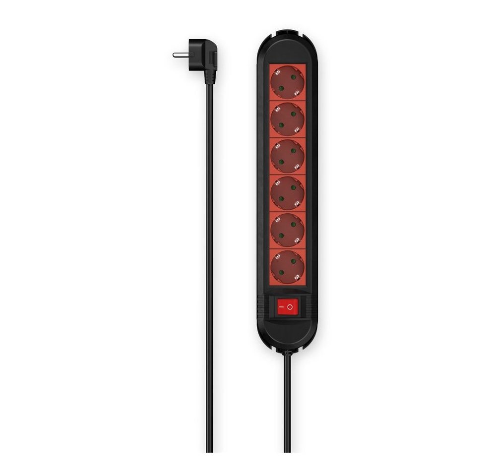 Hama Hama 6-fach Steckdosenleiste rot/schwarz (1,5m) Audio- & Video-Adapter Schuko-Stecker von Hama