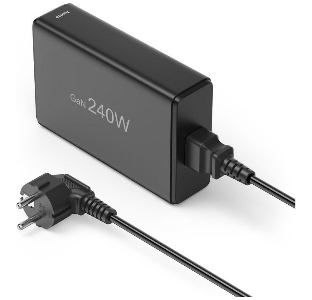 Hama Hama Ladestation 5-fach (240W) mit USB-C und USB-A. Notebook-Ladegerät (Ladestation, 5-fach Ladestation mit 240W Gesamtleistung, Elegantes schwarzes Design) von Hama