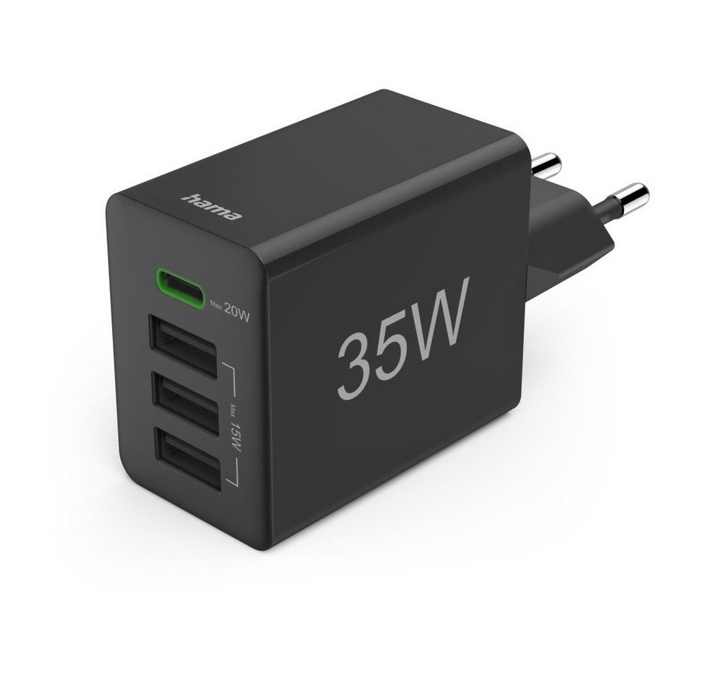 Hama Hama Multi USB/USB-C Ladegerät 35W schwarz - Ladegerät Ladestation (Elegantes schwarzes Design, 35W Ladeleistung) von Hama
