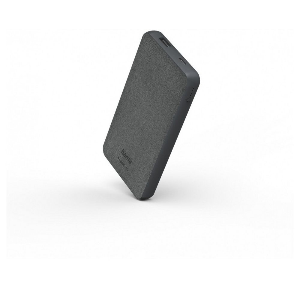 Hama Hama Power Pack Fabric 10 - Power Bank grau. Handy-Netzteile (Stylisches graues Design) von Hama