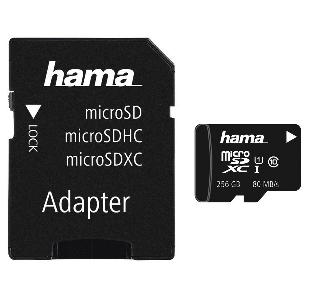 Hama Hama microSDXC 256GB Class 10 + Adapter Speicherkarte (256GB GB, Inklusive Adapter für einfache Nutzung) von Hama