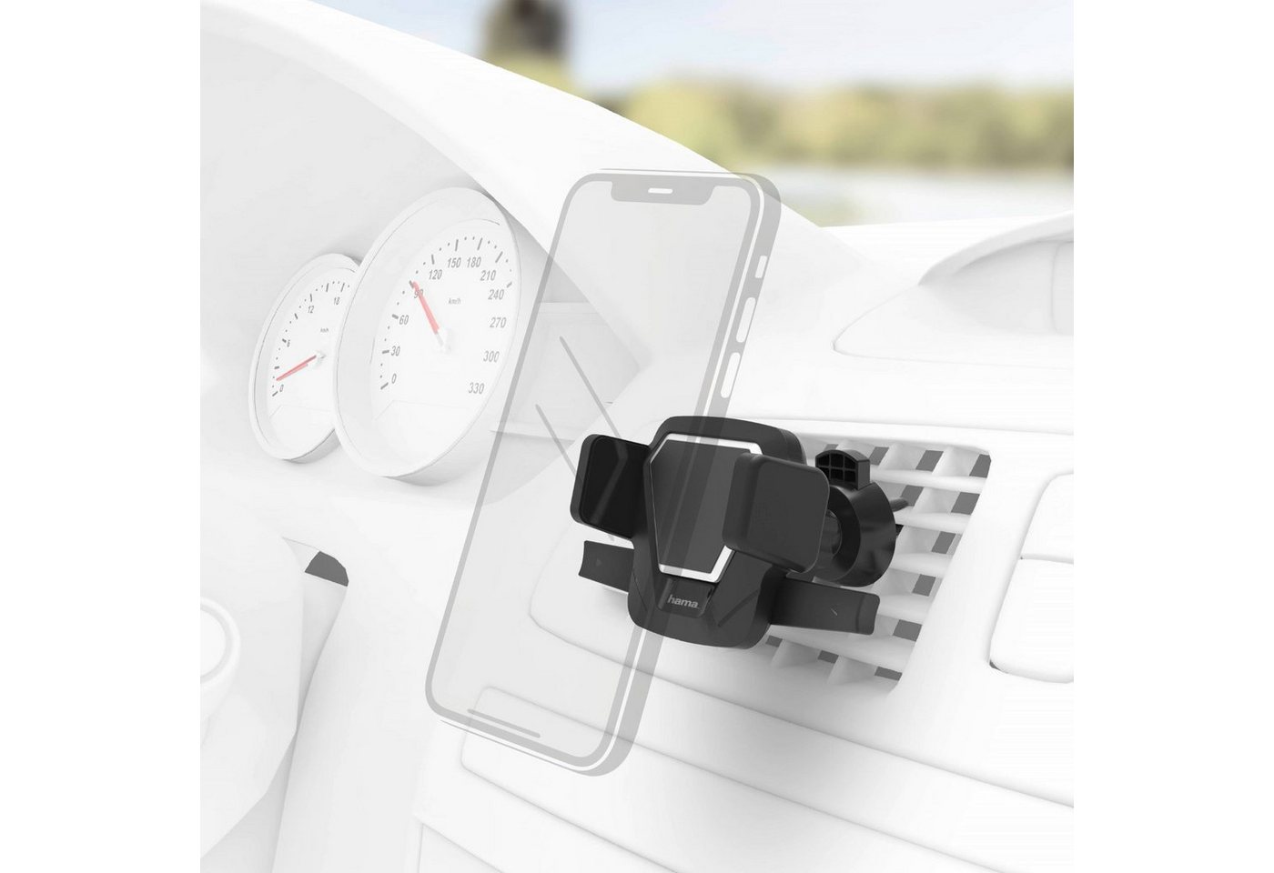 Hama Handy-Halterung 360° Auto Navi Lüftung Gitter Handy-Halterung, (360-Grad Einstellbar KFZ Smartphone Klemm-Halter für Lüftungsgitter) von Hama
