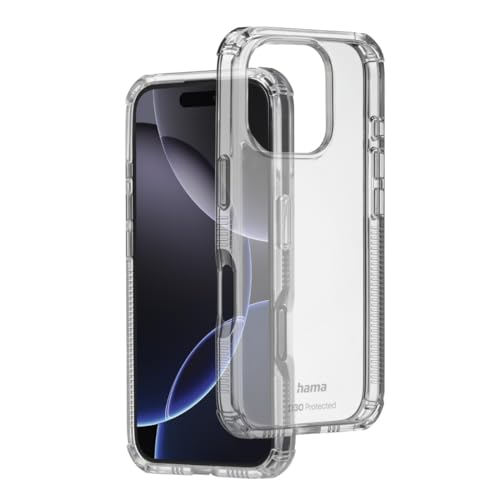 Hama Handyhülle „Extreme Protect“ Apple iPhone 16 Pro Max (Bumper D3O-Lizenz, stoßfest, sturzsicher und bruchsicher, durchsichtige iPhone Hülle ohne Vergilben, Case für induktives Laden) transparent von Hama