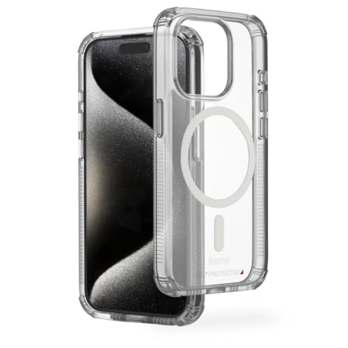 Hama Handyhülle „Extreme Protect“ für iPhone 15 Pro und MagSafe (D3O Bumper, stoßfest, sturzsicher, bruchsicher, durchsichtige iPhone Hülle ohne Vergilben, magnetisches Case für induktives Laden) von Hama