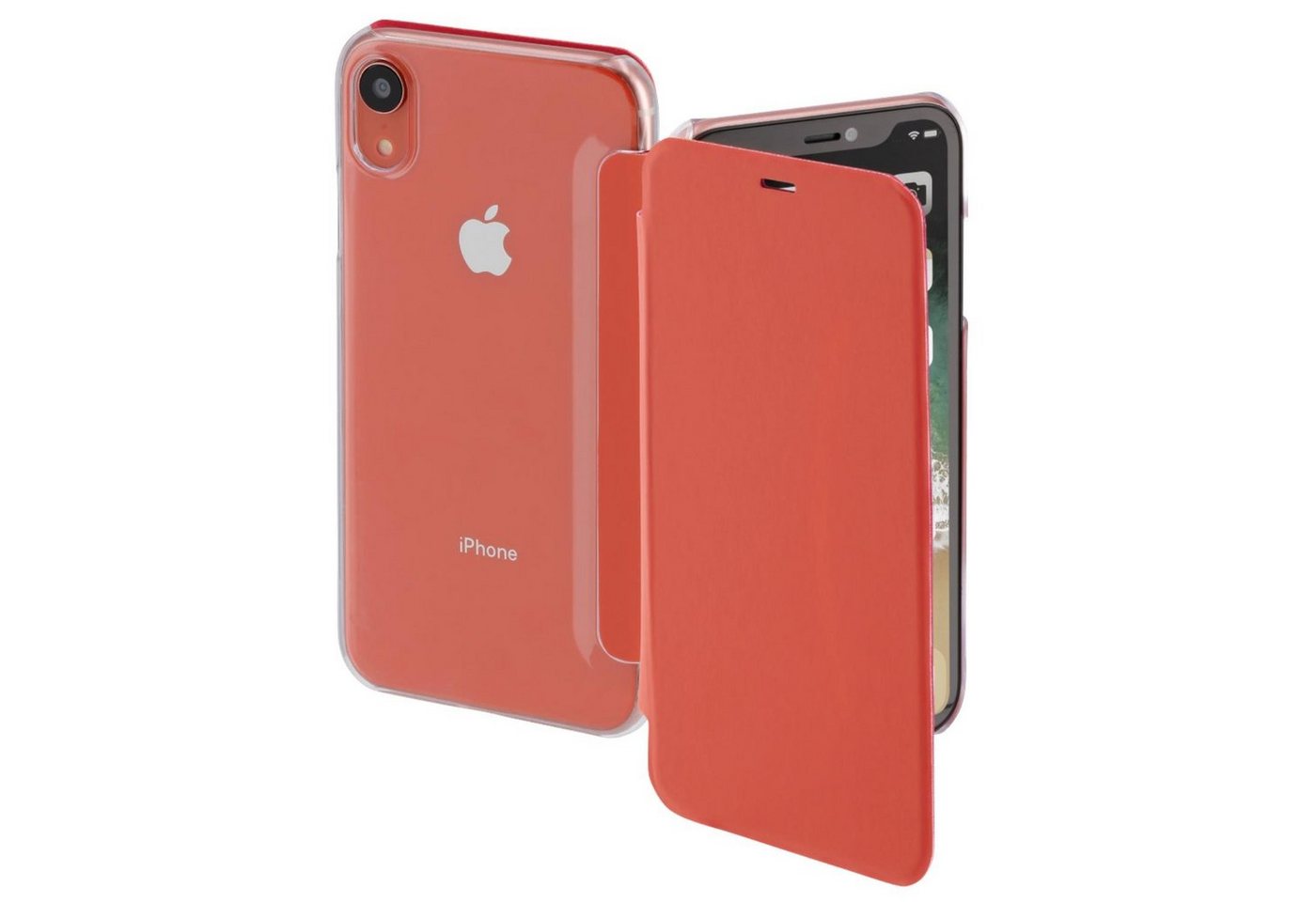 Hama Handyhülle Booklet Case Clear für Apple iPhone XR, Case Flip-Cover für Apple iPhone XR 360° Schutz transparente Rückseite von Hama