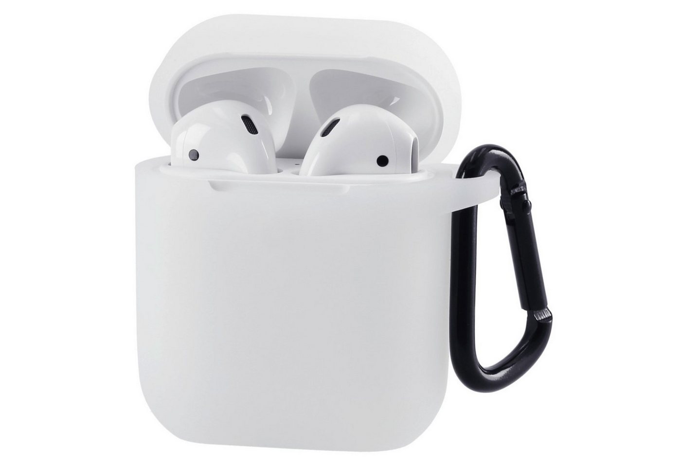 Hama Handyhülle Etui Case Cover Schutz-Hülle Transparent, Hochwertiges Silikon, Karabiner, für Ladecase Apple AirPods 1/2 Gen. Hama Handyhülle Etui Case Cover Schutz-Hülle Transparent, Hochwertiges Silikon, Karabiner, für Ladecase Apple AirPods 1/2 Gen. von Hama