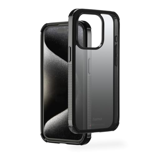 Hama Handyhülle Extreme Protect für Apple iPhone 15 Pro (Bumper D3O-lizenziert, stoßfest, sturzsicher und bruchsicher, Case für induktives Laden, Farbverlauf) schwarz von Hama