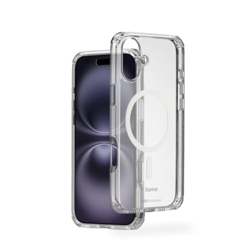 Hama Handyhülle Extreme Protect für iPhone 16 Plus und MagSafe (D3O Bumper, stoßfest, sturzsicher, bruchsicher, durchsichtige iPhone Hülle ohne Vergilben, magnetisches Case für induktives Laden) von Hama