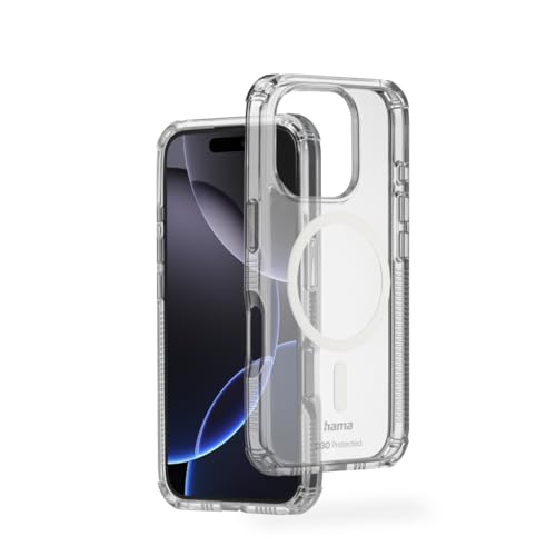 Hama Handyhülle Extreme Protect für iPhone 16 Pro und MagSafe (D3O Bumper, stoßfest, sturzsicher, bruchsicher, durchsichtige iPhone Hülle ohne Vergilben, magnetisches Case für induktives Laden) von Hama