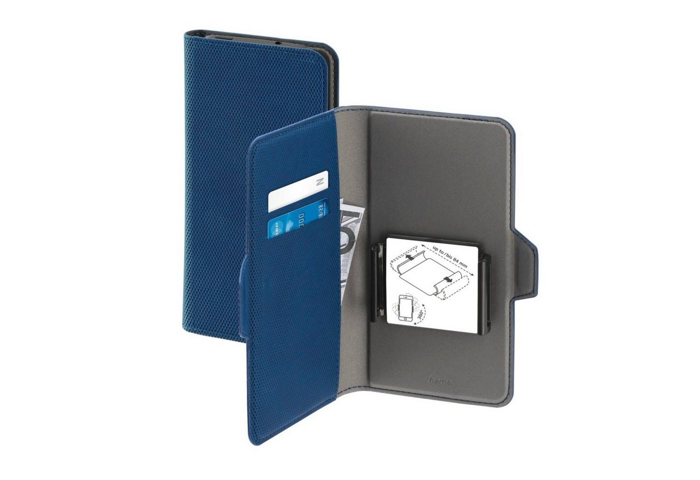 Hama Handyhülle Universal Booklet 4,7 bis 5,1" Klapp-Tasche Blau, Schutz-Hülle Case Bag Book-Cover Etui Kartenfach Magnet-Verschluss" von Hama