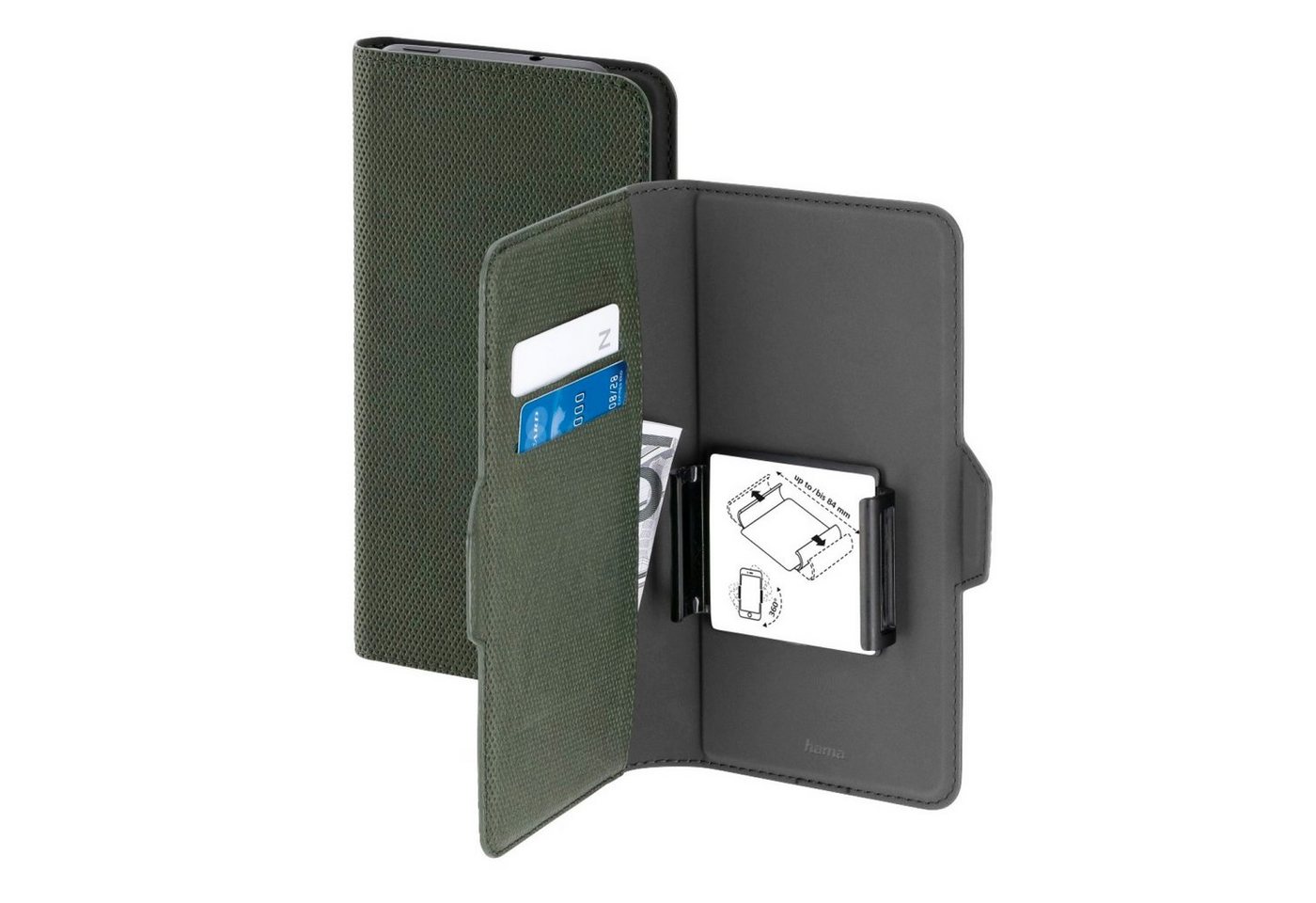 Hama Handyhülle Universal Booklet 4,7" bis 5,1" Klapp-Tasche Grün, Schutz-Hülle Case Bag Book-Cover Etui Kartenfach Magnet-Verschluss von Hama
