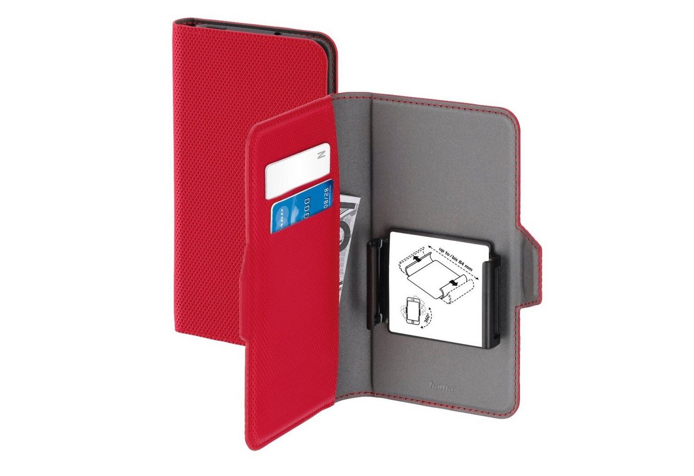Hama Handyhülle Universal Booklet 4,7 bis 5,1" Klapp-Tasche Rot, Schutz-Hülle Case Bag Book-Cover Etui Kartenfach Magnet-Verschluss" von Hama