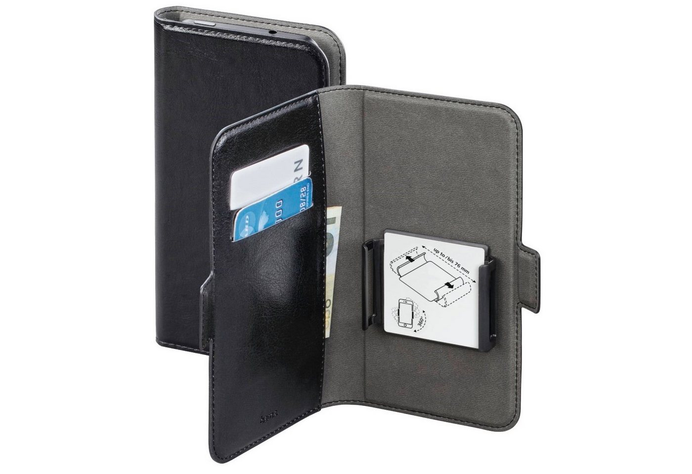 Hama Handyhülle Universal Booklet 4 bis 5,4" Klapp-Tasche Black, Schutz-Hülle Case Bag Book-Cover Etui Kartenfach Magnet-Verschluss" von Hama