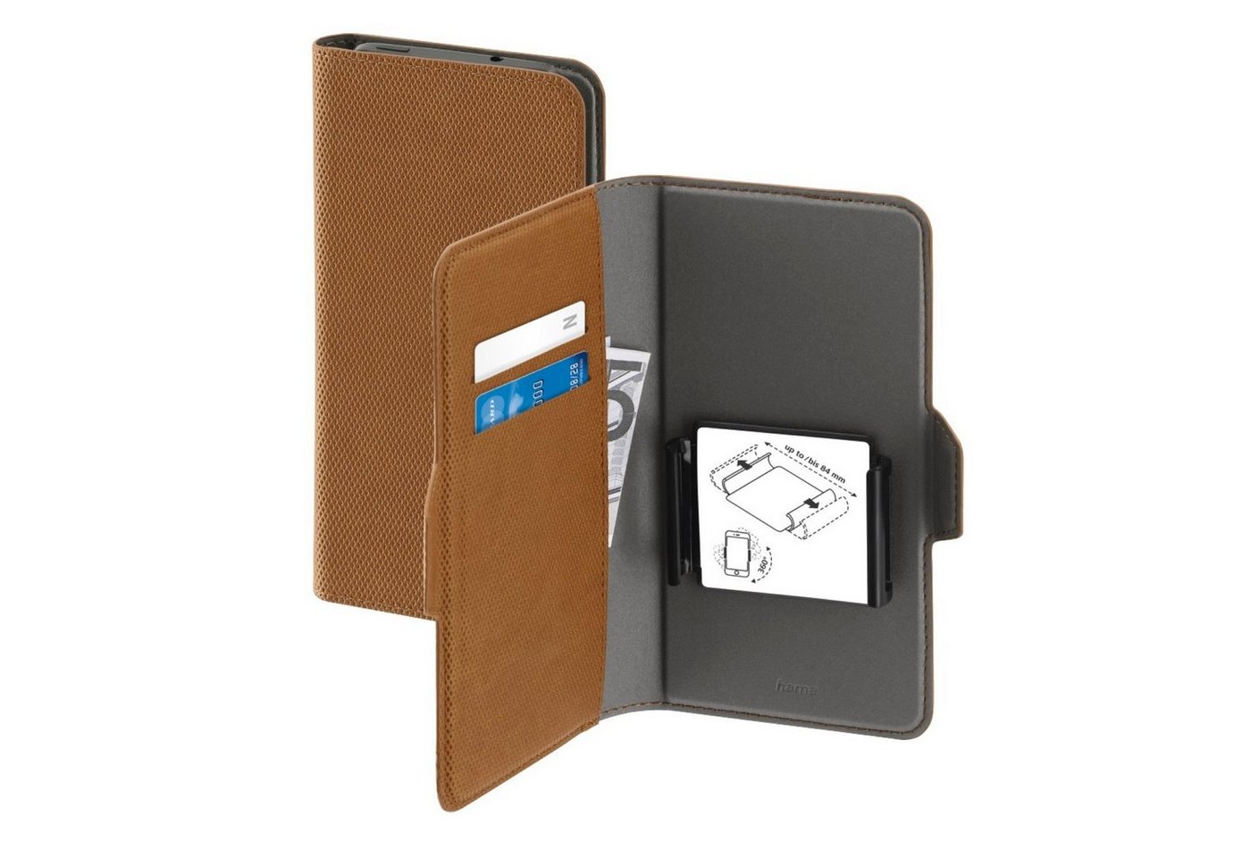 Hama Handyhülle Universal Booklet 5,2 bis 6,5" Klapp-Tasche Braun, Schutz-Hülle Case Bag Book-Cover Etui Kartenfach Magnet-Verschluss" von Hama