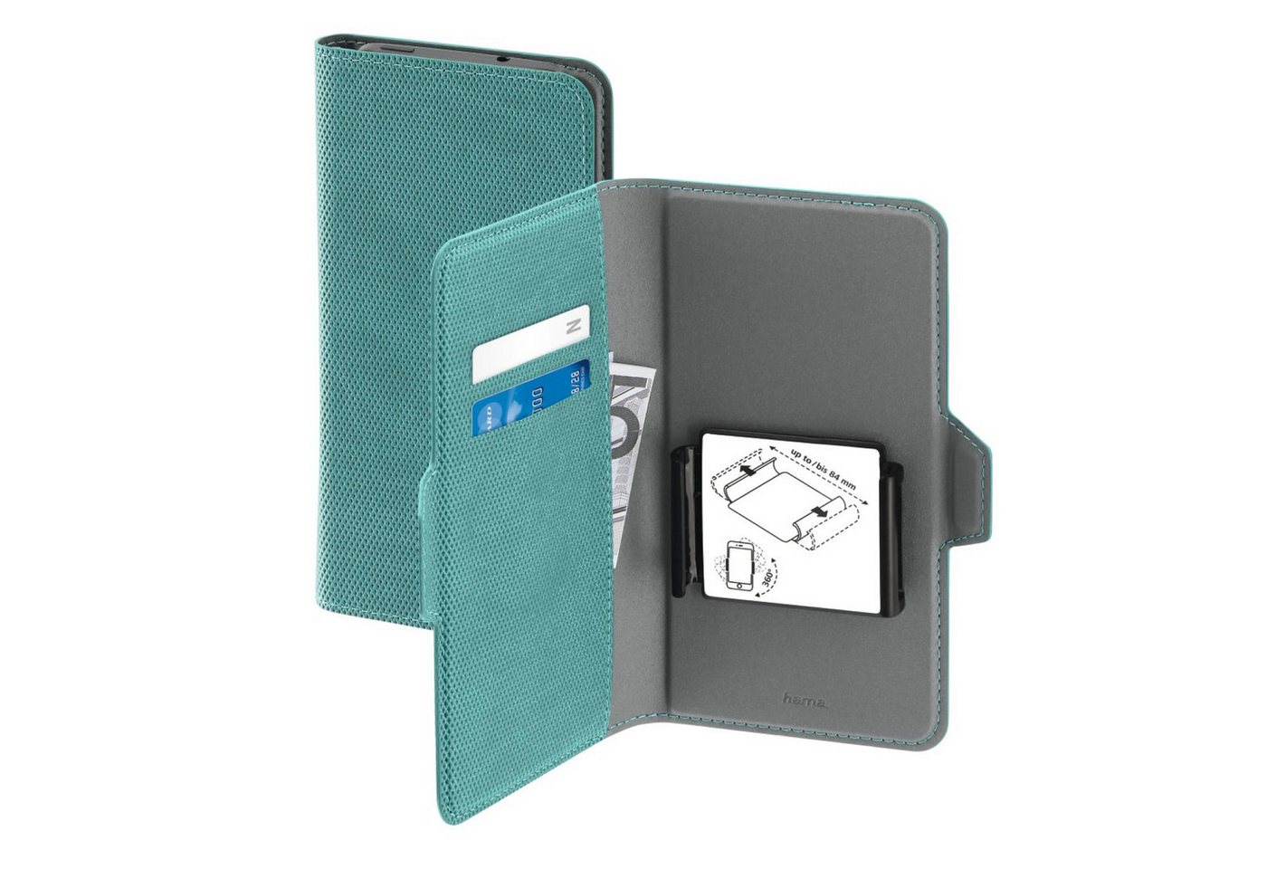 Hama Handyhülle Universal Booklet 5,2" bis 6,5" Klapp-Tasche Mint, Schutz-Hülle Case Bag Book-Cover Etui Kartenfach Magnet-Verschluss von Hama