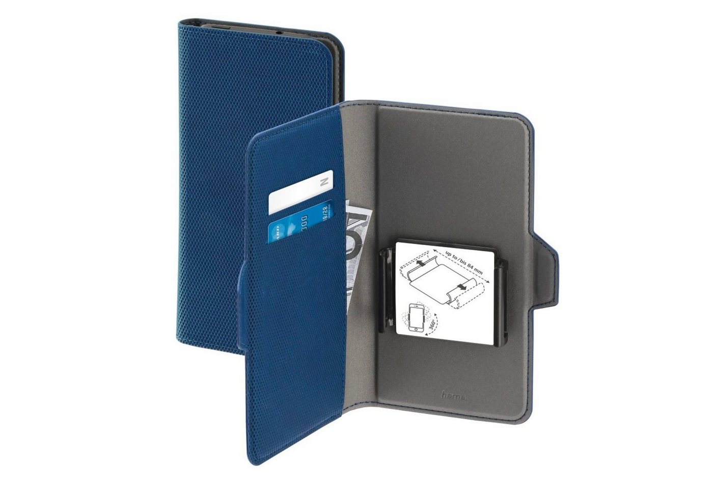 Hama Handyhülle Universal Booklet bis 5,8 Klapp-Tasche Blau, Schutz-Hülle Case Bag Book-Cover Etui Kartenfach Magnet-Verschluss" von Hama