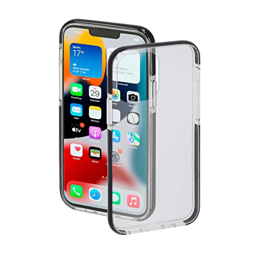 Hama Handyhülle für Apple iPhone 13 Pro „Protector“ (durchsichtige iPhone 13 Pro Hülle aus TPU, stoßfester Bumper für Fallschutz, wasserabweisende Schutzhülle, flexibler Handyschutz) schwarzer Rand von Hama