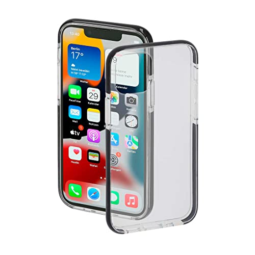 Hama Handyhülle für Apple iPhone 13 mini „Protector“ (durchsichtige iPhone 13 mini Hülle aus TPU, stoßfester Bumper für Fallschutz, wasserabweisende Schutzhülle, flexibler Handyschutz) schwarzer Rand von Hama