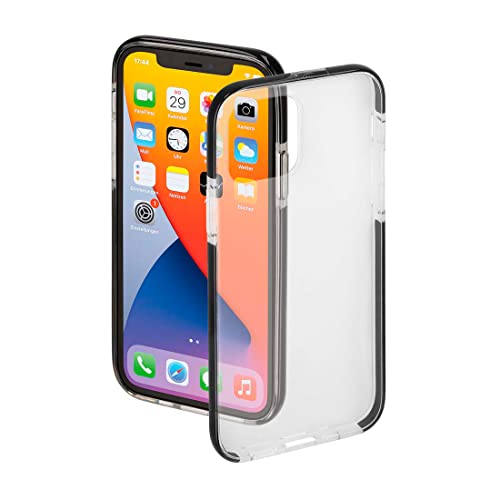 Hama Handyhülle für iPhone 12/12 Pro „Protector“ (durchsichtige iPhone 12/12 Pro Hülle aus TPU, stoßfester Bumper für Fallschutz, wasserabweisende Schutzhülle, flexibler Handyschutz) schwarzer Rand von Hama