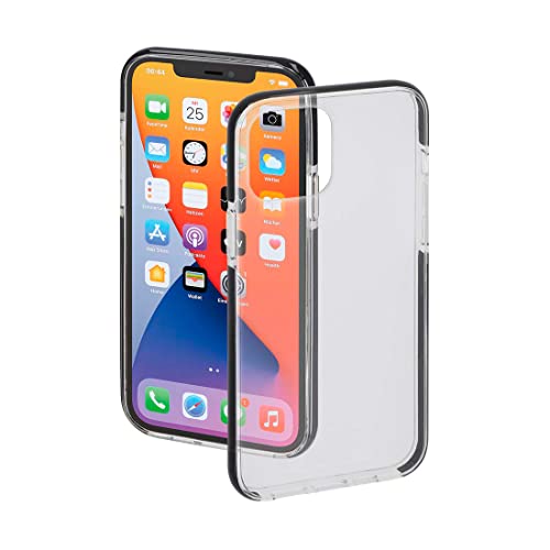 Hama Handyhülle für iPhone 12 Pro Max „Protector“ (durchsichtige iPhone 12 Pro Max Hülle aus TPU, stoßfester Bumper für Fallschutz, wasserabweisende Schutzhülle, flexibler Handyschutz) schwarzer Rand von Hama