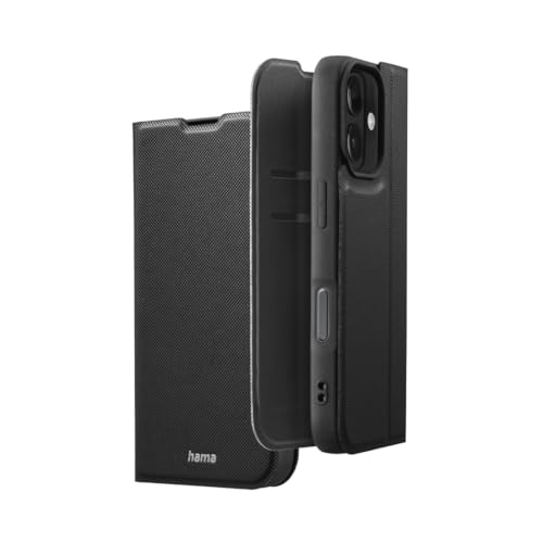 Hama Handyhülle für iPhone 16 Plus (Handytasche zum Aufstellen, Etui mit Kartenfach, extra Schutz von Display und Kamera, mit Magnet, Klapphülle, weich, Anti Fingerabdruck) schwarz von Hama