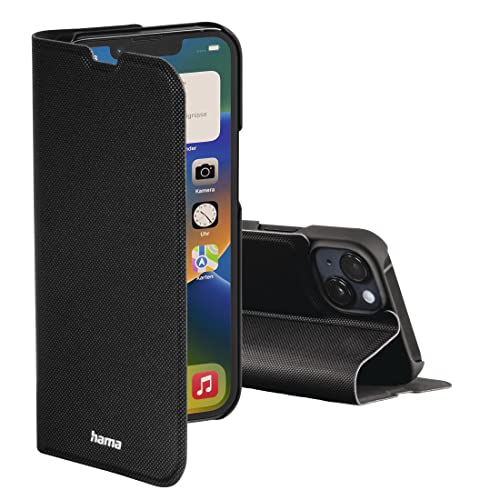 Hama Handytasche für Apple iPhone 14 „Slim Pro“ (Schutzhülle mit Geldbörse 2x Kartenfach, klappbare iPhone 14 Hülle mit Magnetverschluss und Standfunktion) schwarz von Hama