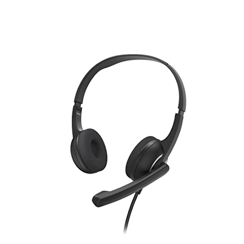 Hama Headset mit Mikrofon (kabelgebundene Kopfhörer USB A Anschluss, Aux, Stereo Headphones mit Kabel, On-Ear PC-Kopfhörer mit Mikrofonarm und Neckband, 2m Audiokabel) schwarz von Hama