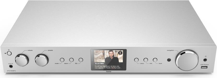 Hama HiFi-Tuner DIT2105SBTX, DAB+/Internetradio/Bluetooth® RX & TX/App, Silber (00054252) von Hama