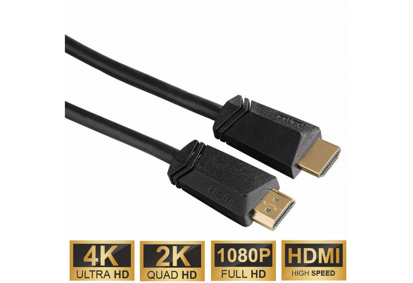 Hama High-Speed HDMI-Kabel 5m Ethernet vergoldet Video-Kabel, HDMI, (500 cm), 4K UHD Full HD TV ARC 3D 1080p HD TV LED LCD OLED vergoldete Stecker von Hama